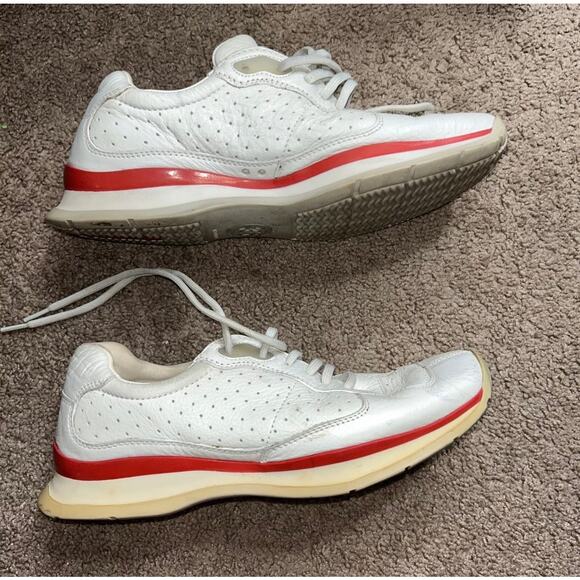 Vintage Prada White & Red Leather Shoes Sneakers EU 36 Women’s Size 5.5 - Picture 2 of 8
